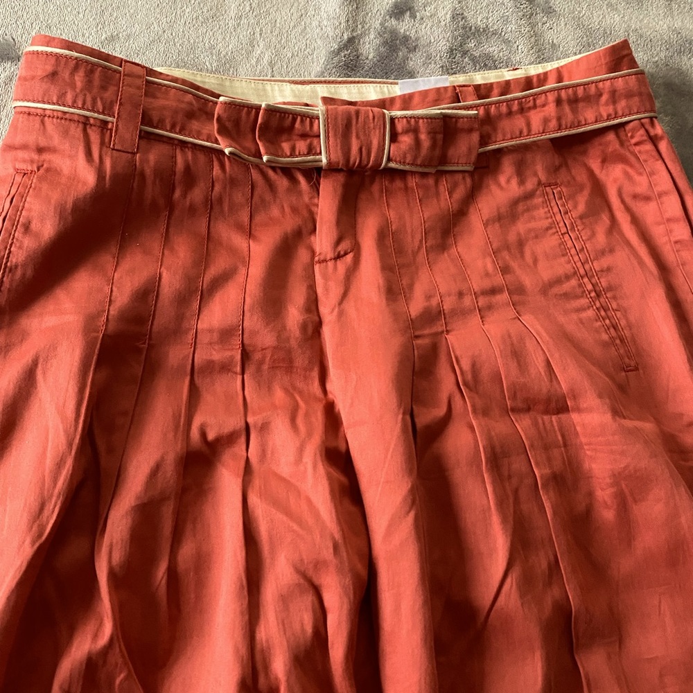Paola Frani wide leg cotton trousers with button belt